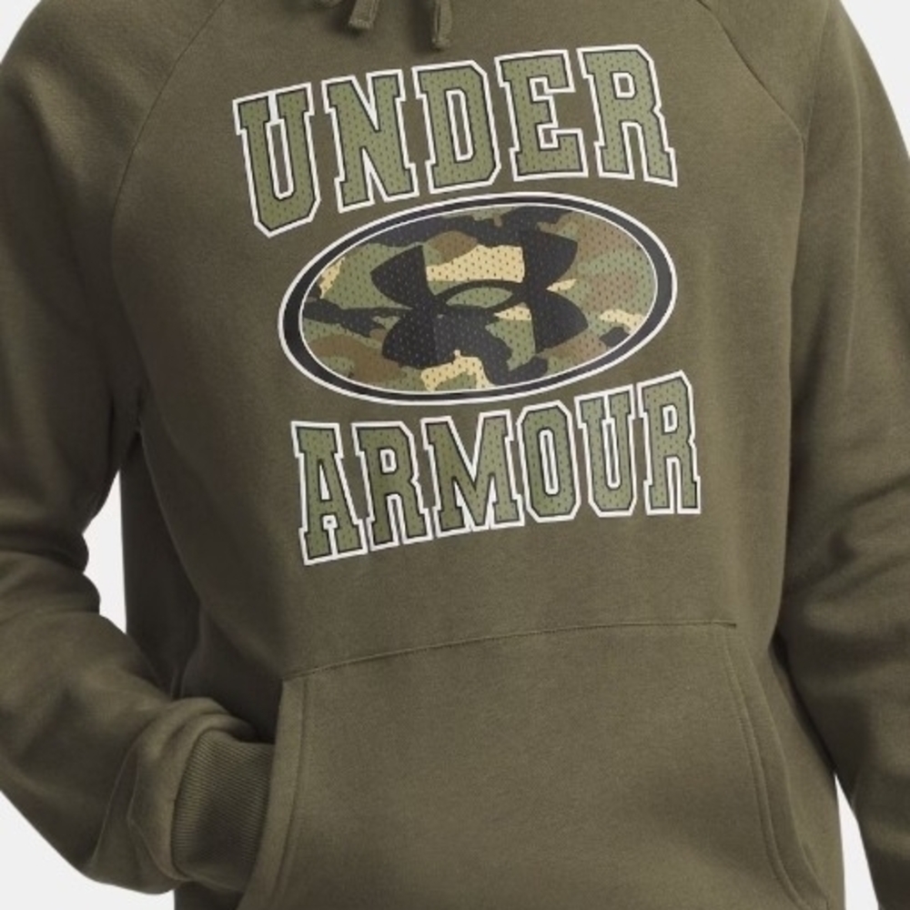 Under Armour Men's Olive Green Camoflauge Logo Crewneck Sweatshirt